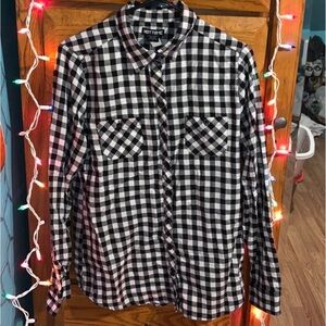 Hot Topic Monochrome Checkered Button-Up